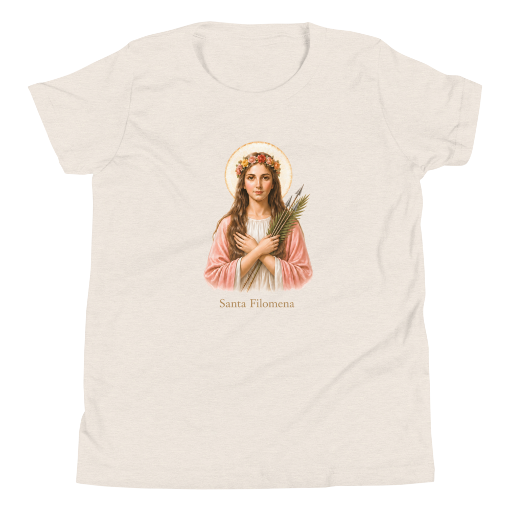 Santa Filomena Girls — Printful flat · Heather Dust