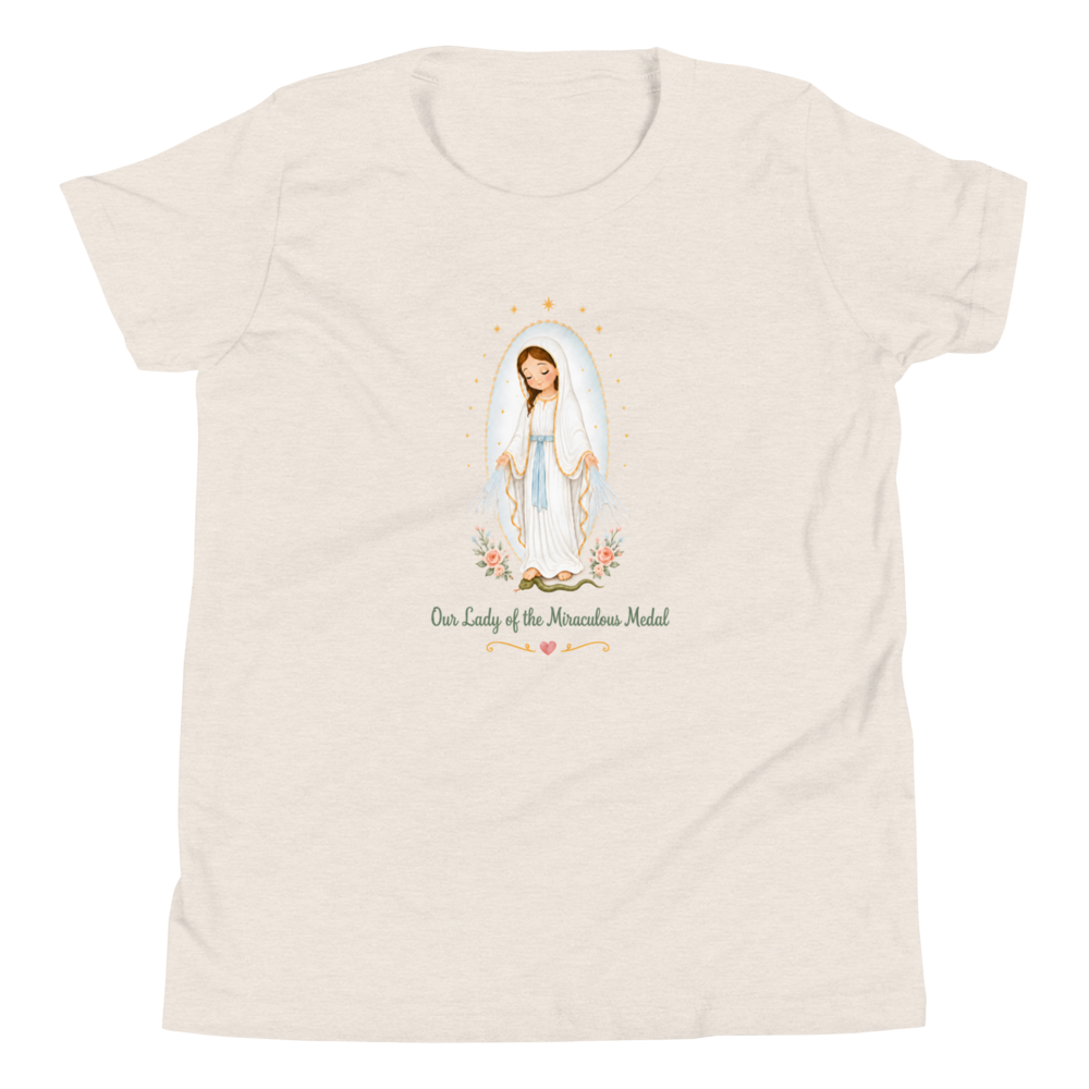 Our Lady of the Miraculous Medal Girls — Printful flat · Heather Dust