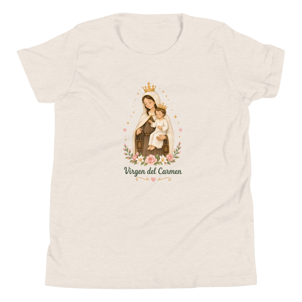 Virgen del Carmen Girls — Printful flat · Heather Dust