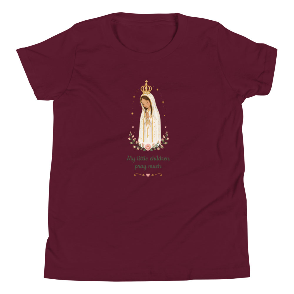 Pray Much Fátima Girls — Printful flat · Maroon