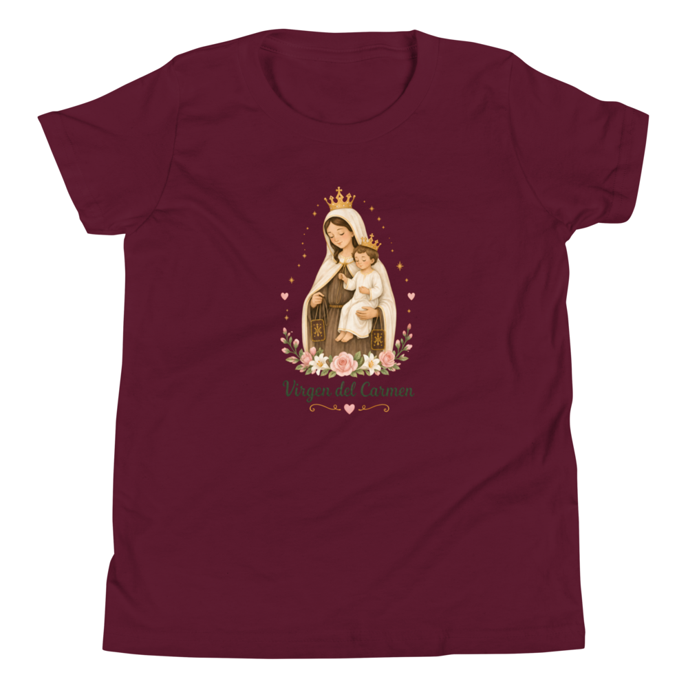 Virgen del Carmen Girls — Printful flat · Maroon