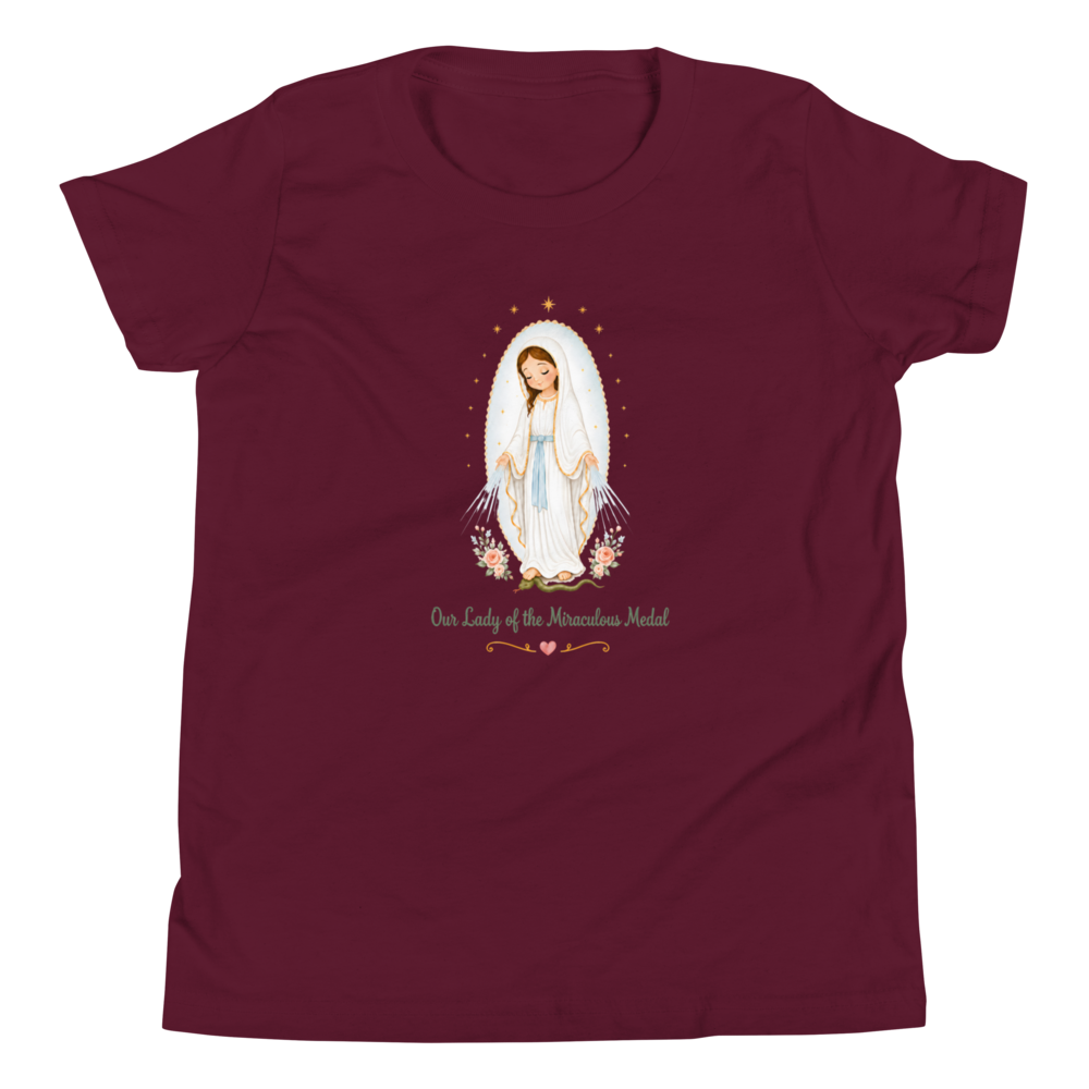 Our Lady of the Miraculous Medal Girls — Printful flat · Maroon