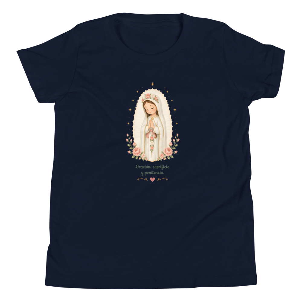 Oración Sacrificio Penitencia Girls — Printful flat · Navy