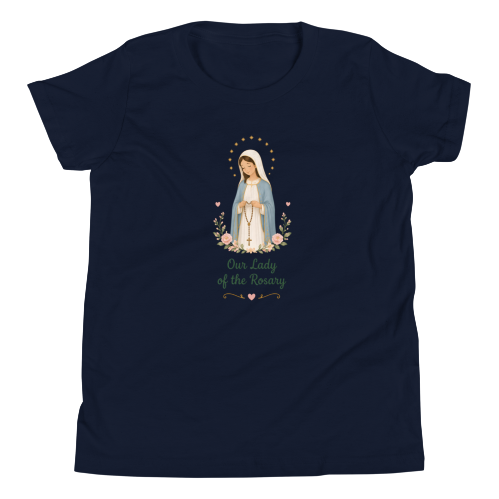 Our Lady of the Rosary Girls — Printful flat · Navy