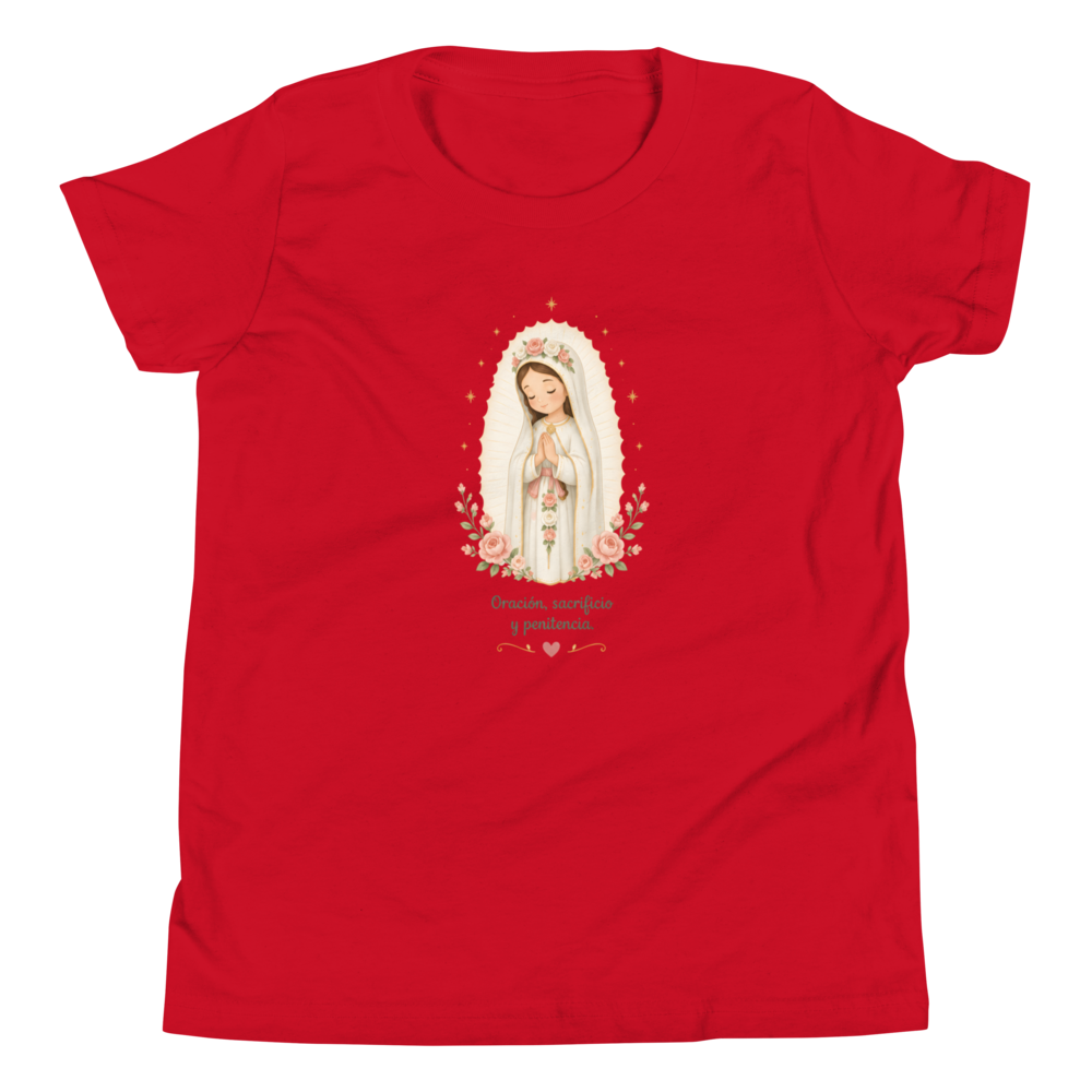 Oración Sacrificio Penitencia Girls — Printful flat · Red